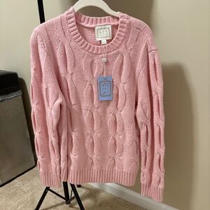 Light pink wool cable knit sweater